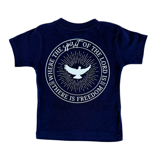 Where the Spirit of the Lord is, there is Freedom Tee - Blue & White