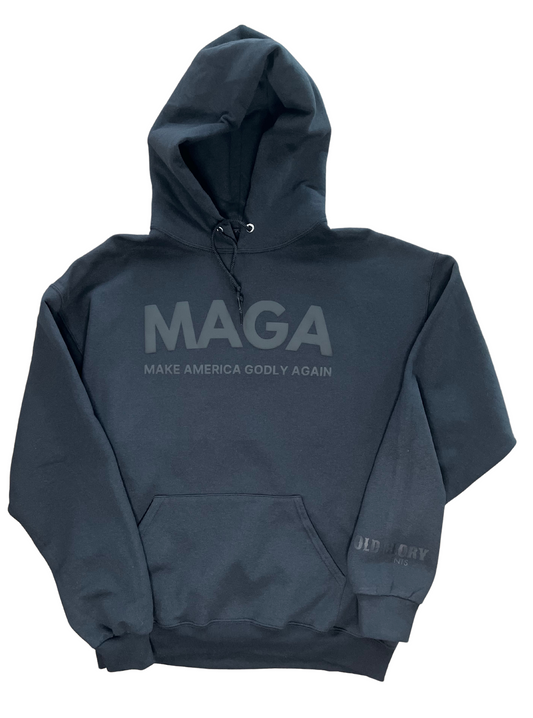 MAKE AMERICA GODLY AGAIN ADULT UNISEX HOODIE - BLK/BLK