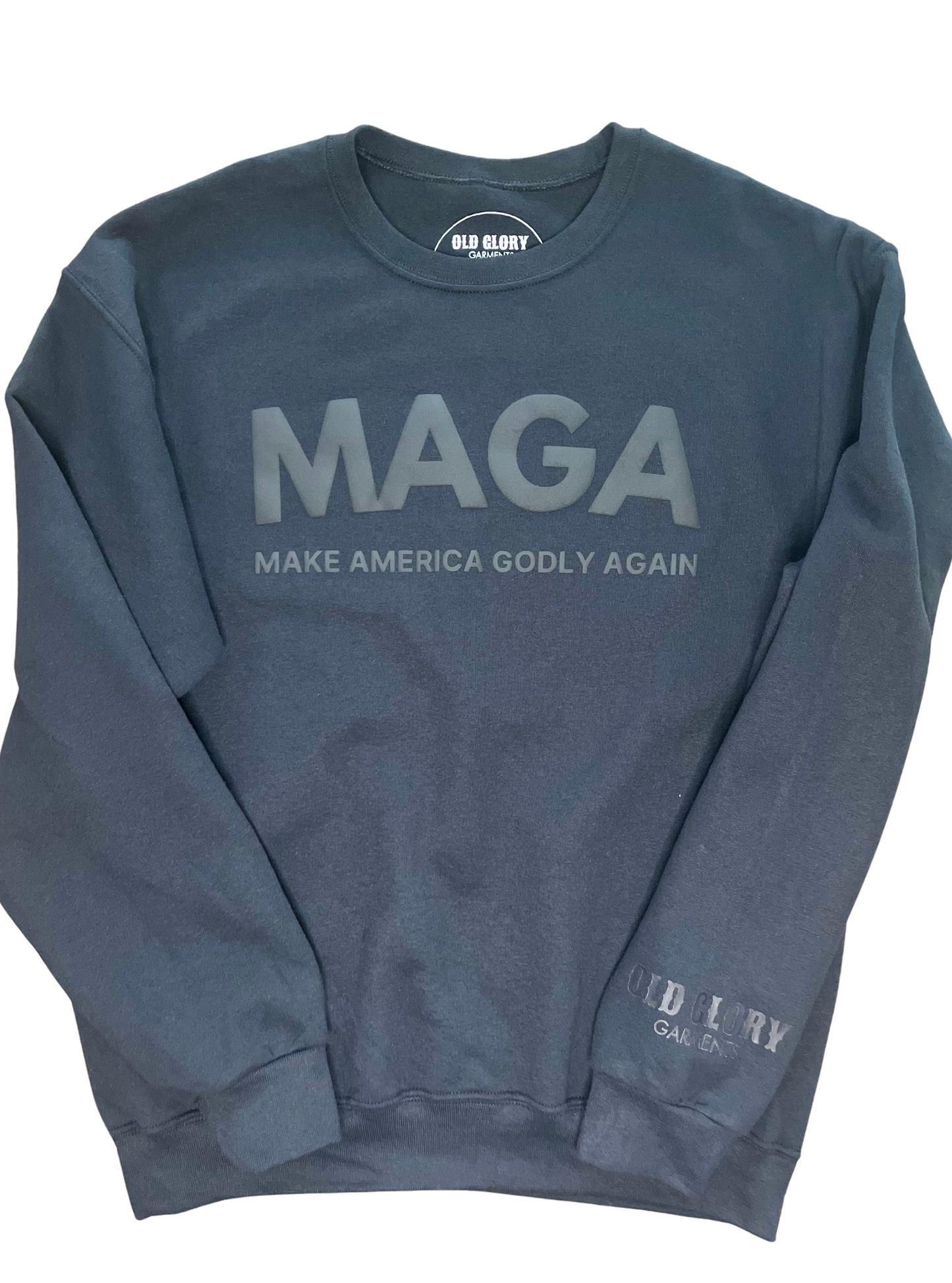 MAKE AMERICA GODLY AGAIN ADULT UNISEX CREWNECK - BLK/BLK