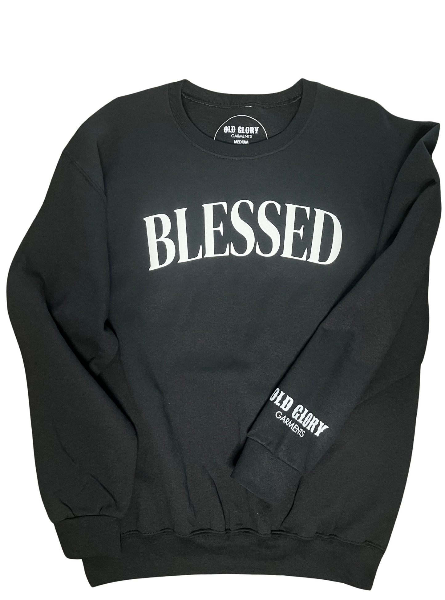 BLESSED ADULT UNISEX CREWNECK - WHT/BLK